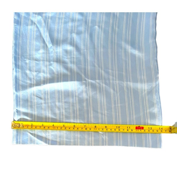 COS Wide Leg Lt Blue & White Silk Pants w Elastic Waist & Side Pockets - Picture 5 of 11